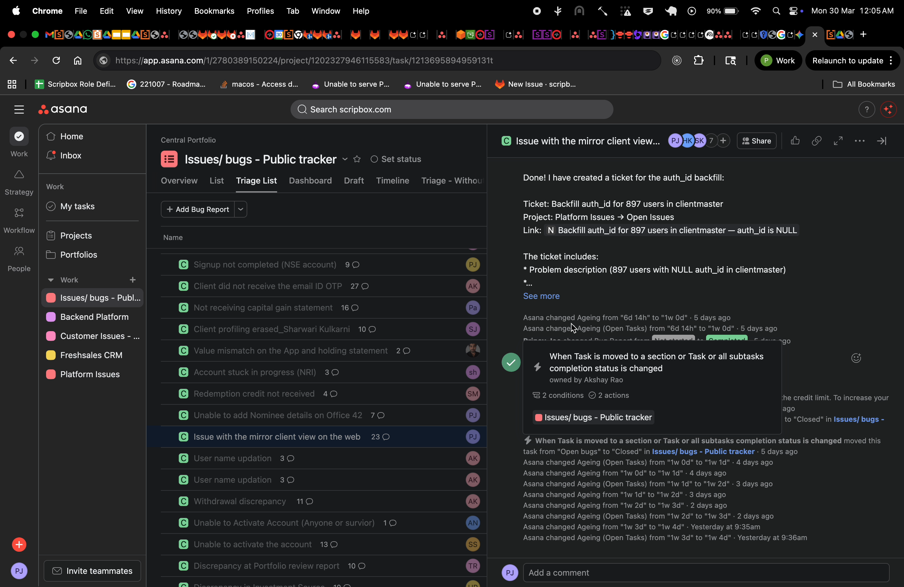 Echo created backfill ticket for 897 users