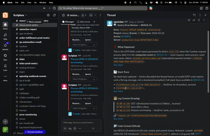 Slack screen recording — Echo triage in action